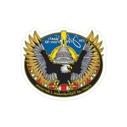 USS John Warner SSN 785 (U.S. Navy) REVERSE PRINT Transparent Die-Cut STICKER 2 Inch Die-Cut Transparent - The Sticker Space