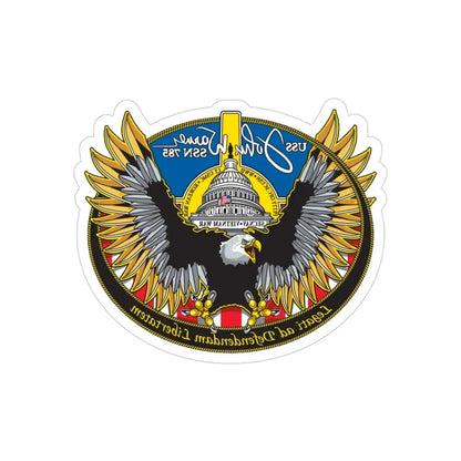 USS John Warner SSN 785 (U.S. Navy) REVERSE PRINT Transparent Die-Cut STICKER 3 Inch Die-Cut Transparent - The Sticker Space