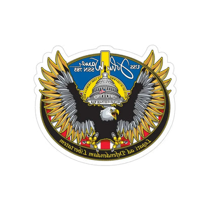 USS John Warner SSN 785 (U.S. Navy) REVERSE PRINT Transparent Die-Cut STICKER 4 Inch Die-Cut Transparent - The Sticker Space