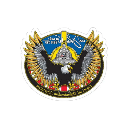 USS John Warner SSN 785 (U.S. Navy) REVERSE PRINT Transparent Die-Cut STICKER 5 Inch Die-Cut Transparent - The Sticker Space