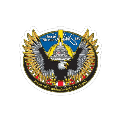 USS John Warner SSN 785 (U.S. Navy) REVERSE PRINT Transparent Die-Cut STICKER 6 Inch Die-Cut Transparent - The Sticker Space