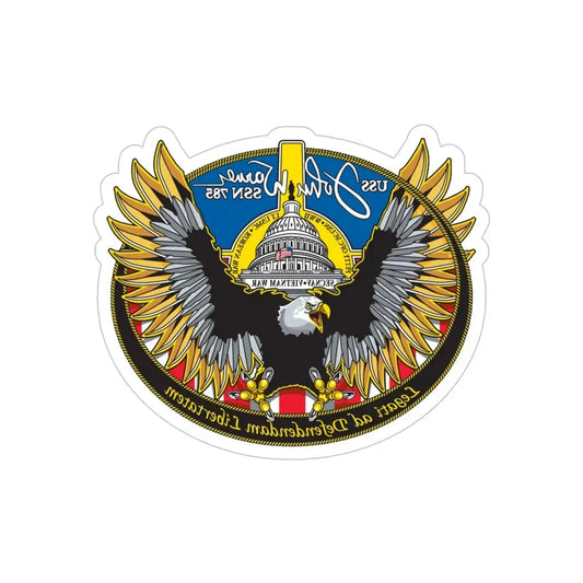 USS John Warner SSN 785 (U.S. Navy) REVERSE PRINT Transparent Die-Cut STICKER 6 Inch Die-Cut Transparent - The Sticker Space
