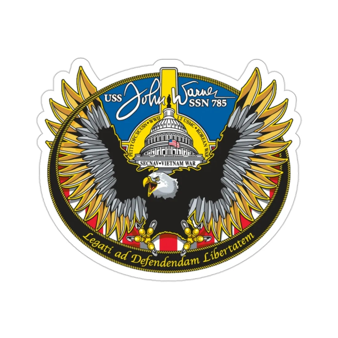 USS John Warner SSN 785 (U.S. Navy) STICKER Vinyl Die-Cut Decal 2 Inch - The Sticker Space