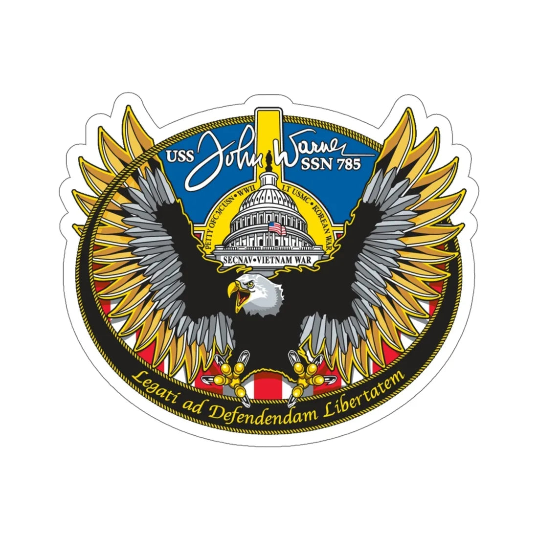 USS John Warner SSN 785 (U.S. Navy) STICKER Vinyl Die-Cut Decal 5 Inch - The Sticker Space