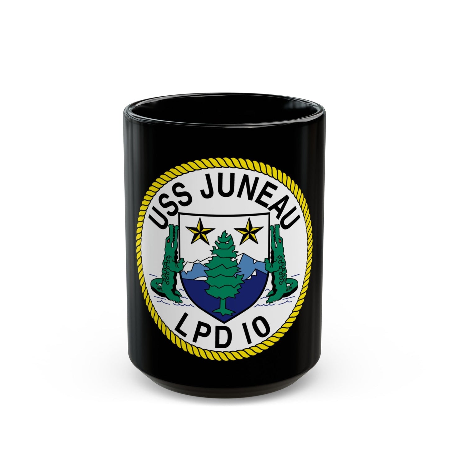 USS Juneau LPD 10 (U.S. Navy) Black Coffee Mug-15oz-The Sticker Space