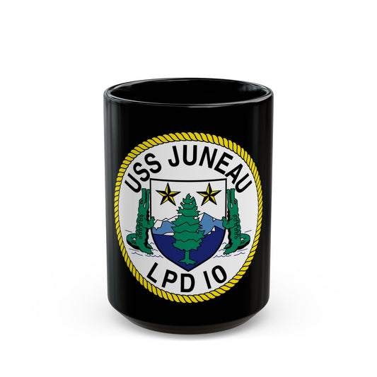 USS Juneau LPD 10 (U.S. Navy) Black Coffee Mug-15oz-The Sticker Space