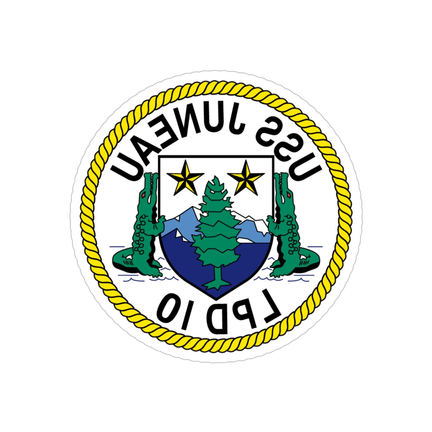 USS Juneau LPD 10 (U.S. Navy) REVERSE PRINT Transparent STICKER-4" × 4"-The Sticker Space