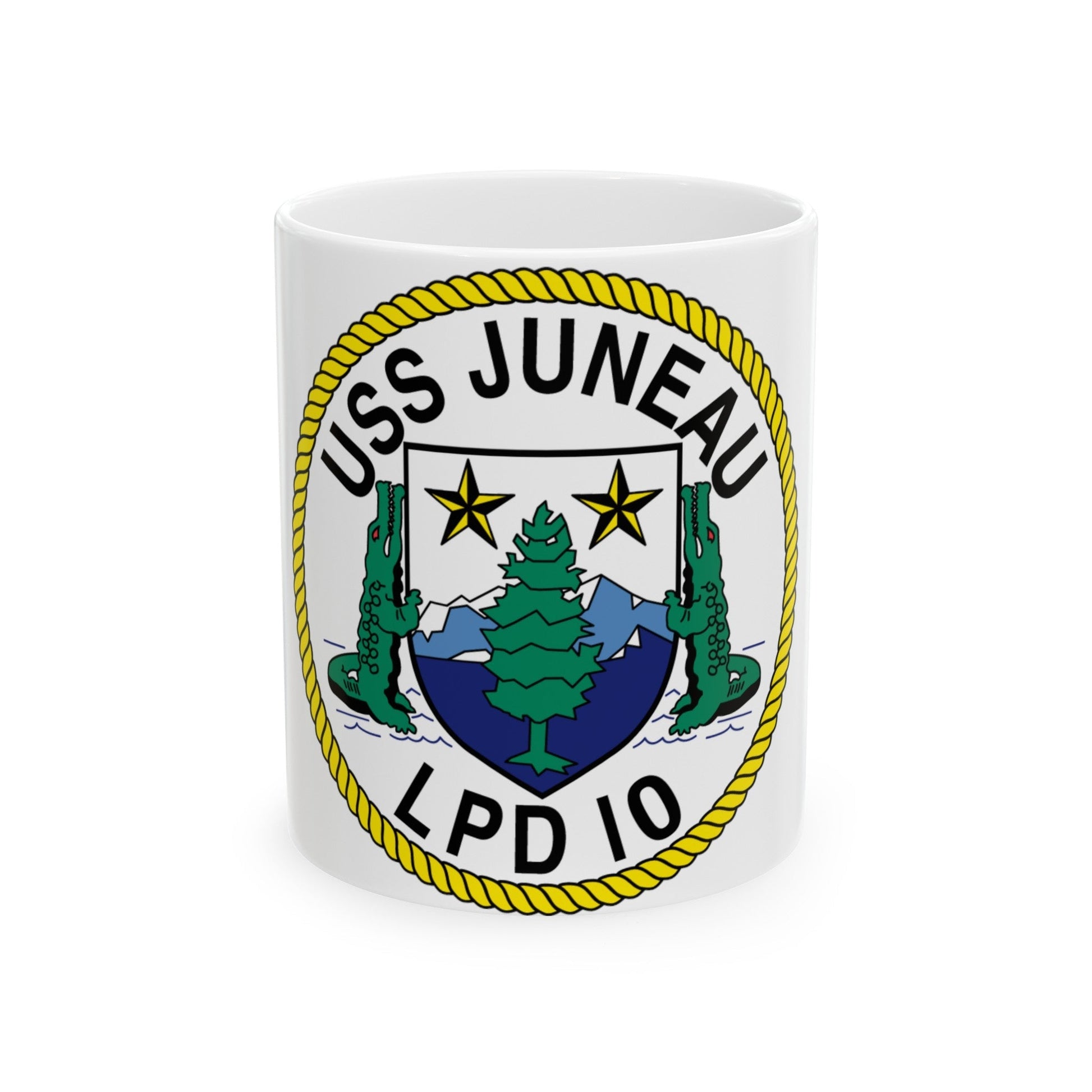 USS Juneau LPD 10 (U.S. Navy) White Coffee Mug-11oz-The Sticker Space