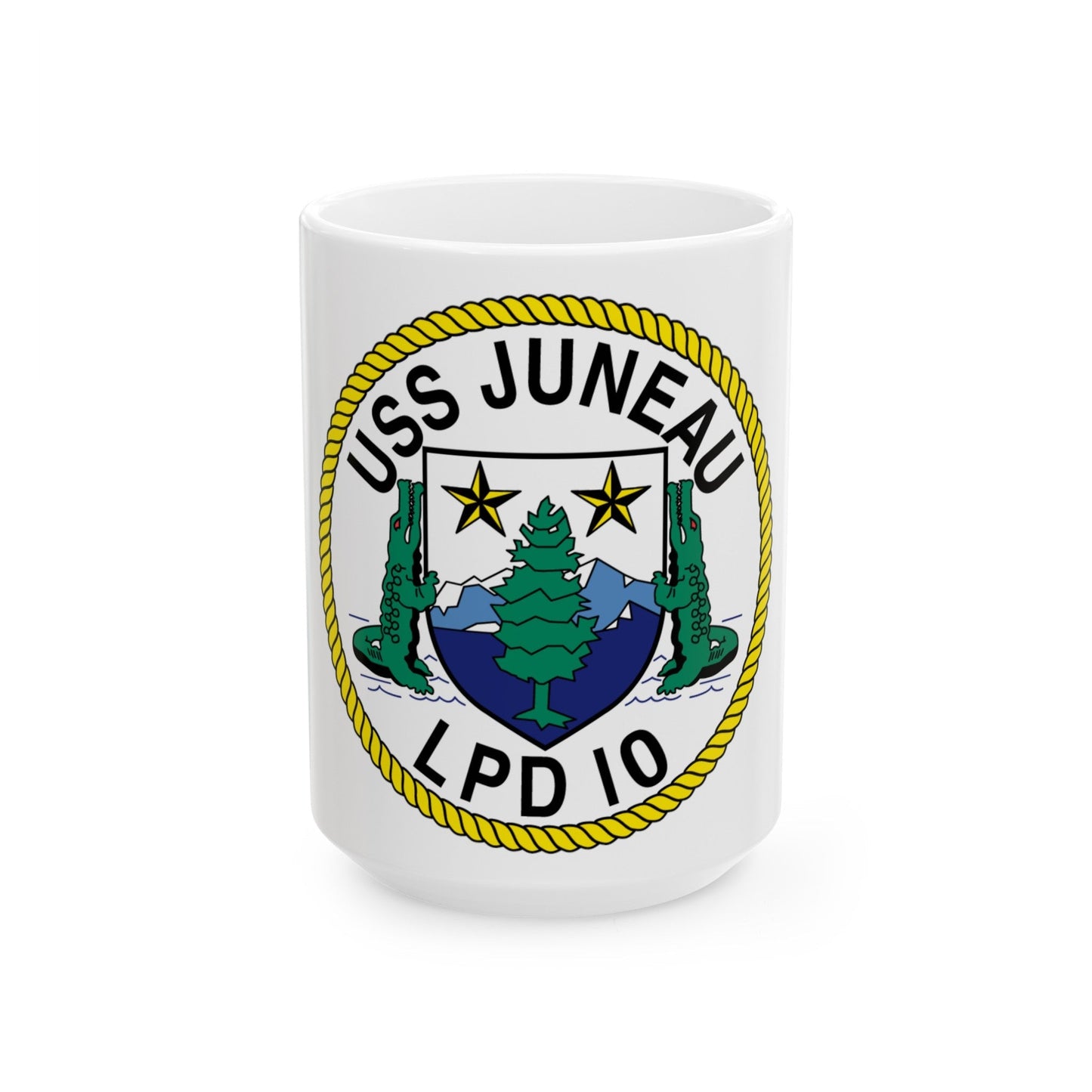 USS Juneau LPD 10 (U.S. Navy) White Coffee Mug-15oz-The Sticker Space