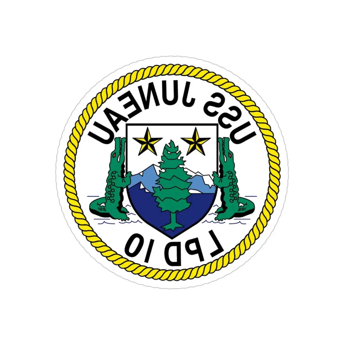 USS Juneau LPD 10 (U.S. Navy) REVERSE PRINT Transparent Die-Cut STICKER 2 Inch Die-Cut Transparent - The Sticker Space