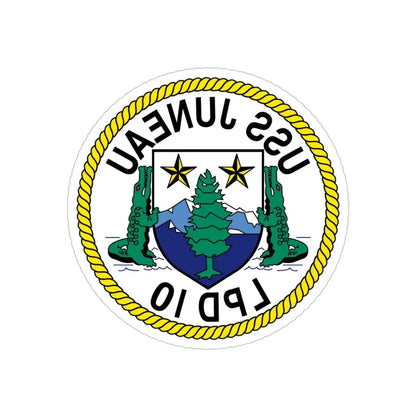 USS Juneau LPD 10 (U.S. Navy) REVERSE PRINT Transparent Die-Cut STICKER 2 Inch Die-Cut Transparent - The Sticker Space