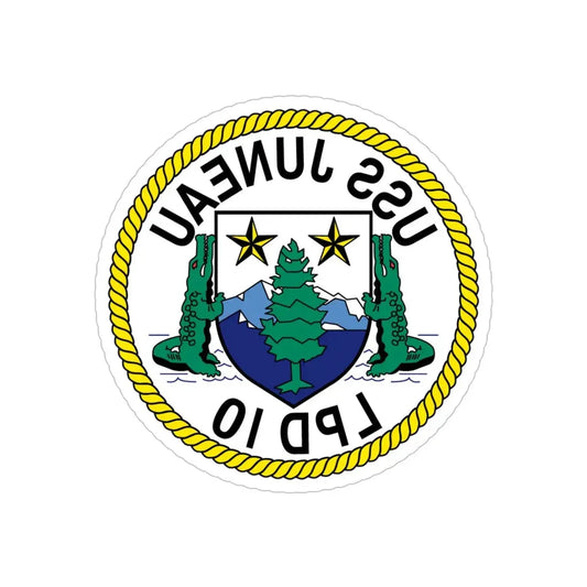 USS Juneau LPD 10 (U.S. Navy) REVERSE PRINT Transparent Die-Cut STICKER 2 Inch Die-Cut Transparent - The Sticker Space