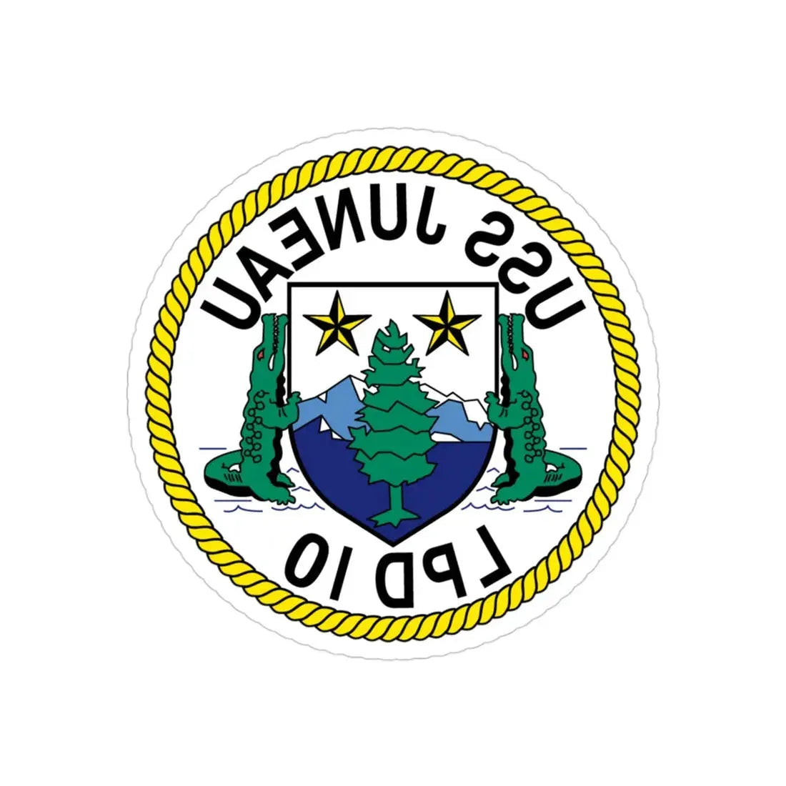 USS Juneau LPD 10 (U.S. Navy) REVERSE PRINT Transparent Die-Cut STICKER 3 Inch Die-Cut Transparent - The Sticker Space