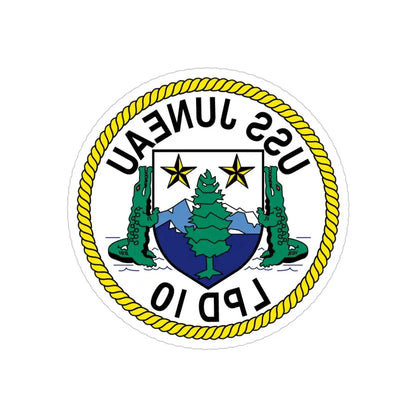 USS Juneau LPD 10 (U.S. Navy) REVERSE PRINT Transparent Die-Cut STICKER 4 Inch Die-Cut Transparent - The Sticker Space