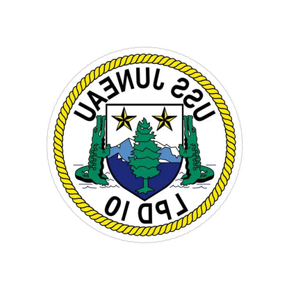 USS Juneau LPD 10 (U.S. Navy) REVERSE PRINT Transparent Die-Cut STICKER 5 Inch Die-Cut Transparent - The Sticker Space