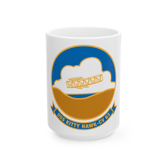 USS Kitty Hawk CV 63 (U.S. Navy) White Coffee Mug-15oz-The Sticker Space