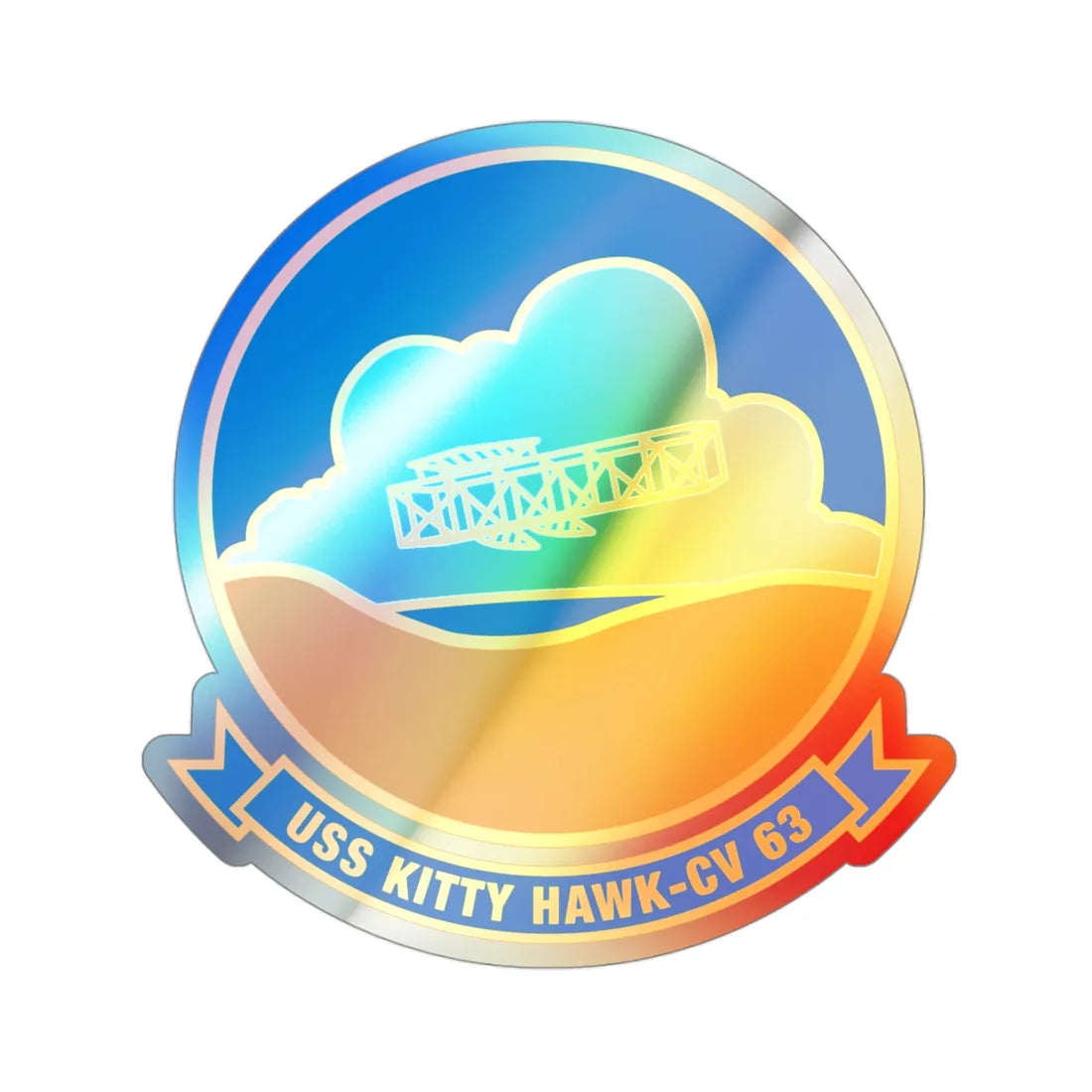 USS Kitty Hawk CV 63 (U.S. Navy) Holographic STICKER Die-Cut Vinyl Decal 3 Inch Holographic - The Sticker Space