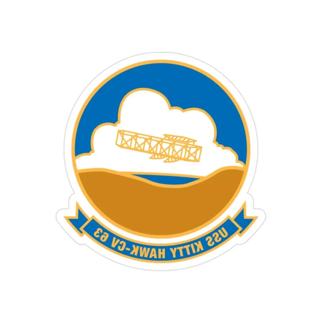 USS Kitty Hawk CV 63 (U.S. Navy) REVERSE PRINT Transparent Die-Cut STICKER 2 Inch Die-Cut Transparent - The Sticker Space