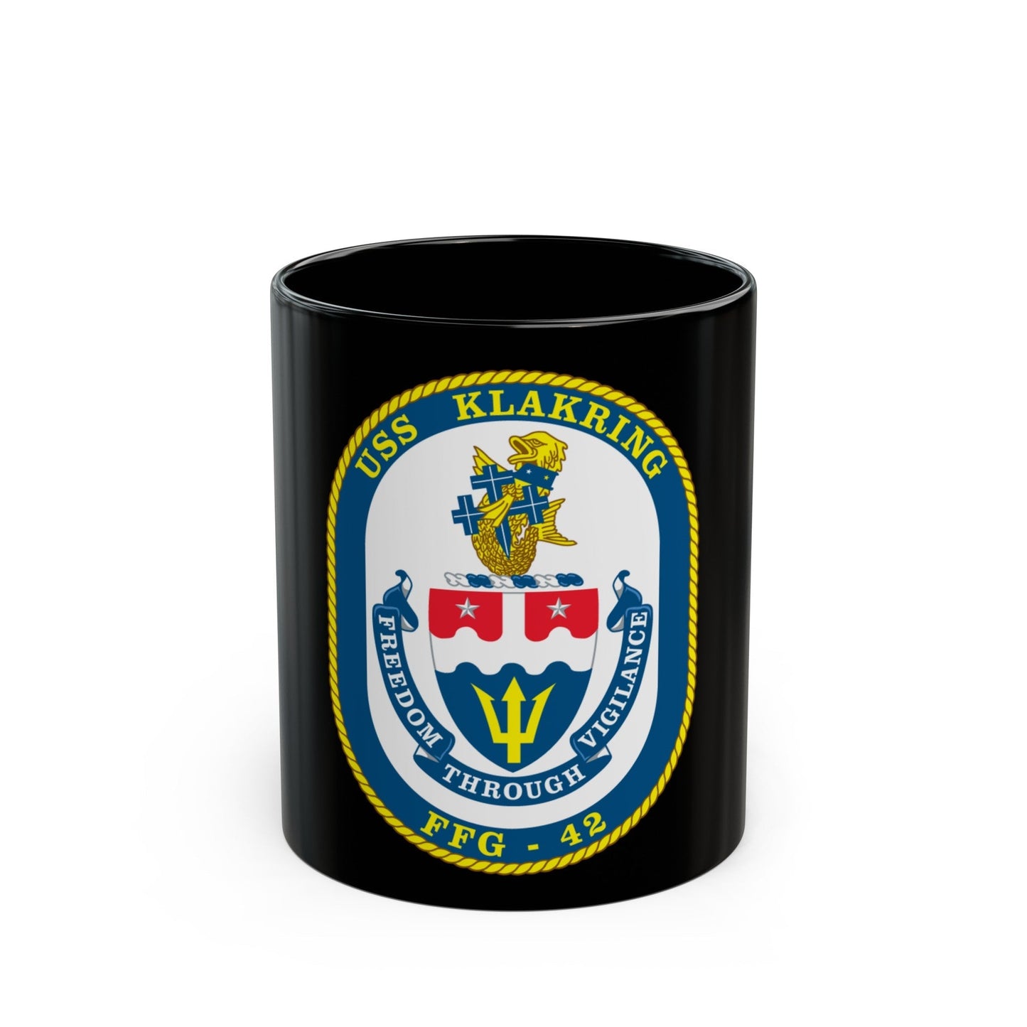 USS Klakring FFG 42 (U.S. Navy) Black Coffee Mug-11oz-The Sticker Space