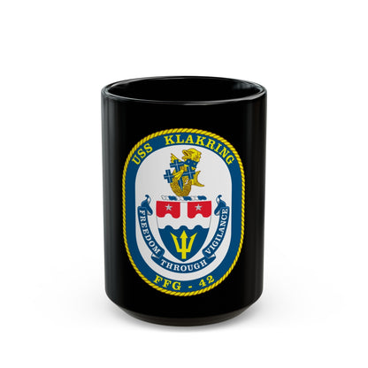 USS Klakring FFG 42 (U.S. Navy) Black Coffee Mug-15oz-The Sticker Space