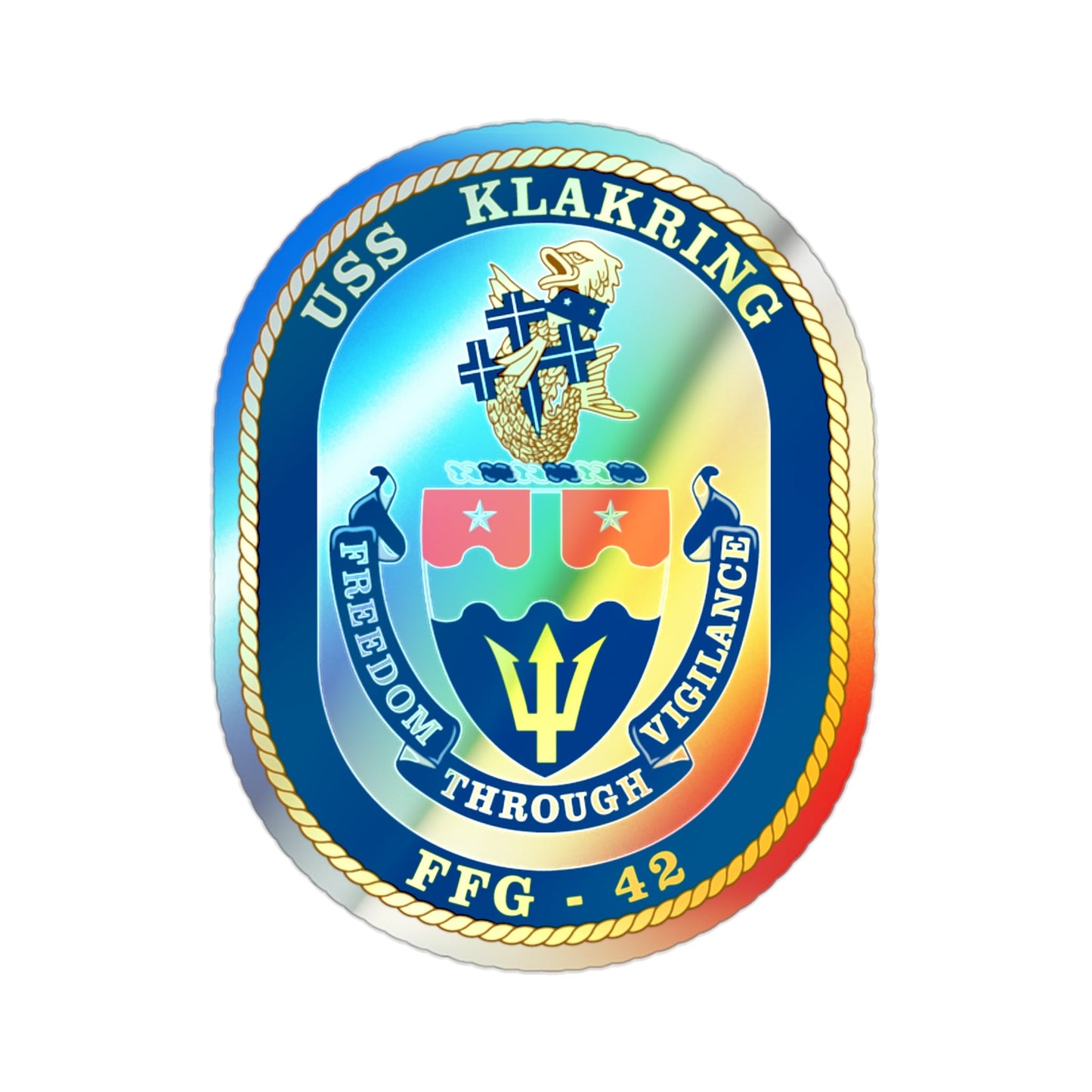 USS Klakring FFG 42 (U.S. Navy) Holographic STICKER Die-Cut Vinyl Decal-2 Inch-The Sticker Space