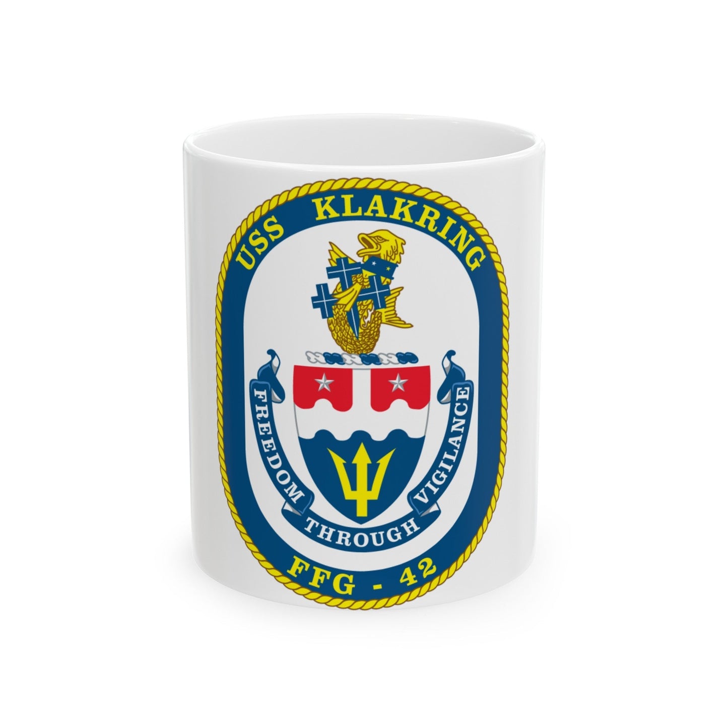 USS Klakring FFG 42 (U.S. Navy) White Coffee Mug-11oz-The Sticker Space