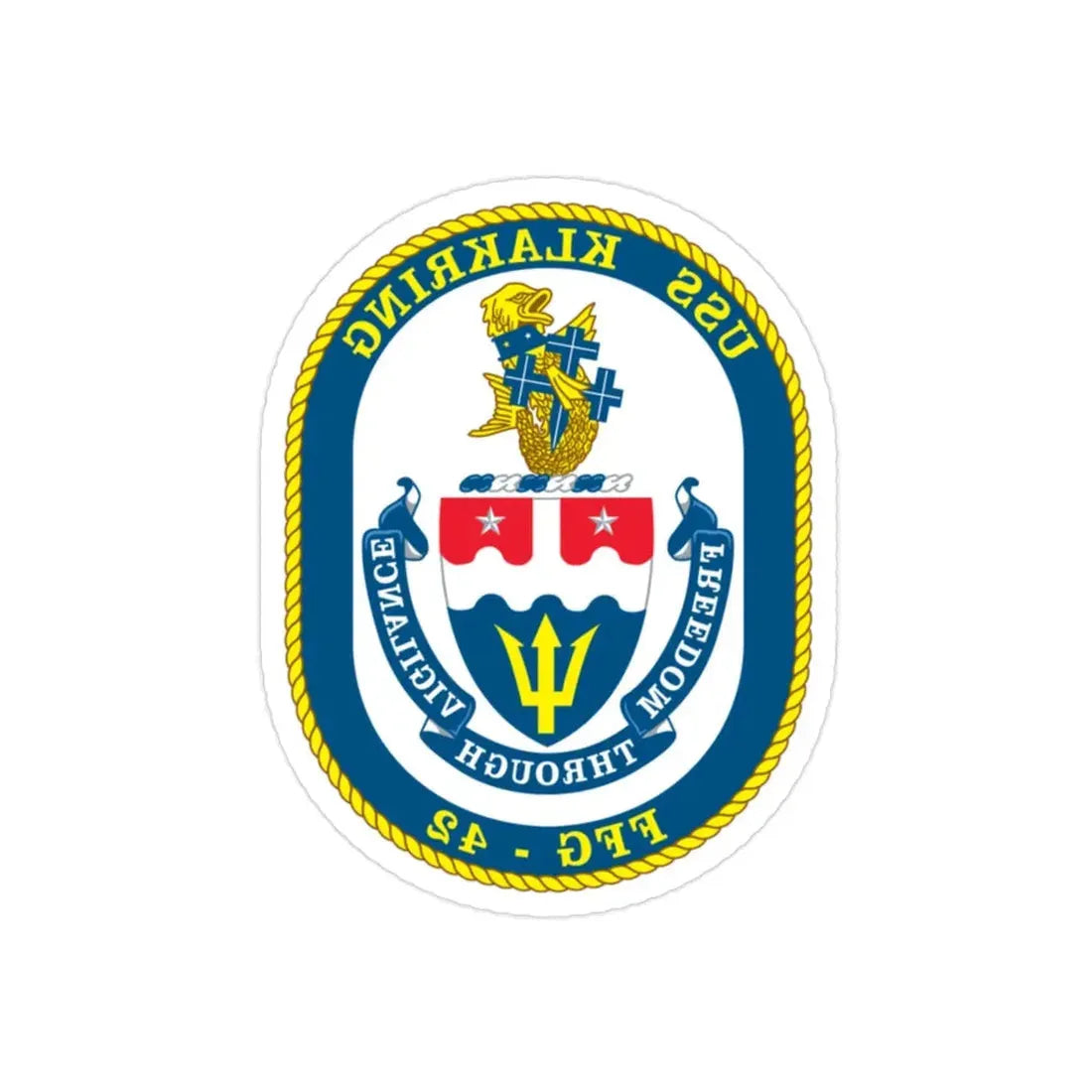 USS Klakring FFG 42 (U.S. Navy) REVERSE PRINT Transparent Die-Cut STICKER 2 Inch Die-Cut Transparent - The Sticker Space
