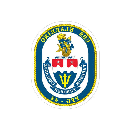 USS Klakring FFG 42 (U.S. Navy) REVERSE PRINT Transparent Die-Cut STICKER 4 Inch Die-Cut Transparent - The Sticker Space