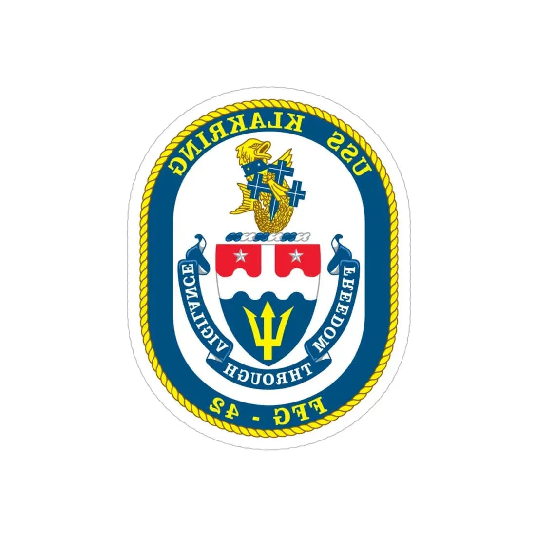 USS Klakring FFG 42 (U.S. Navy) REVERSE PRINT Transparent Die-Cut STICKER 5 Inch Die-Cut Transparent - The Sticker Space
