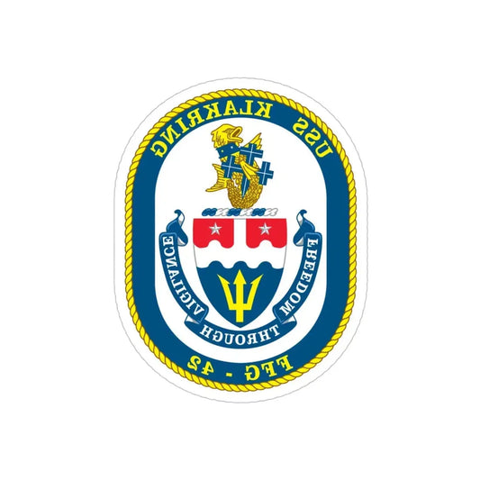 USS Klakring FFG 42 (U.S. Navy) REVERSE PRINT Transparent Die-Cut STICKER 6 Inch Die-Cut Transparent - The Sticker Space