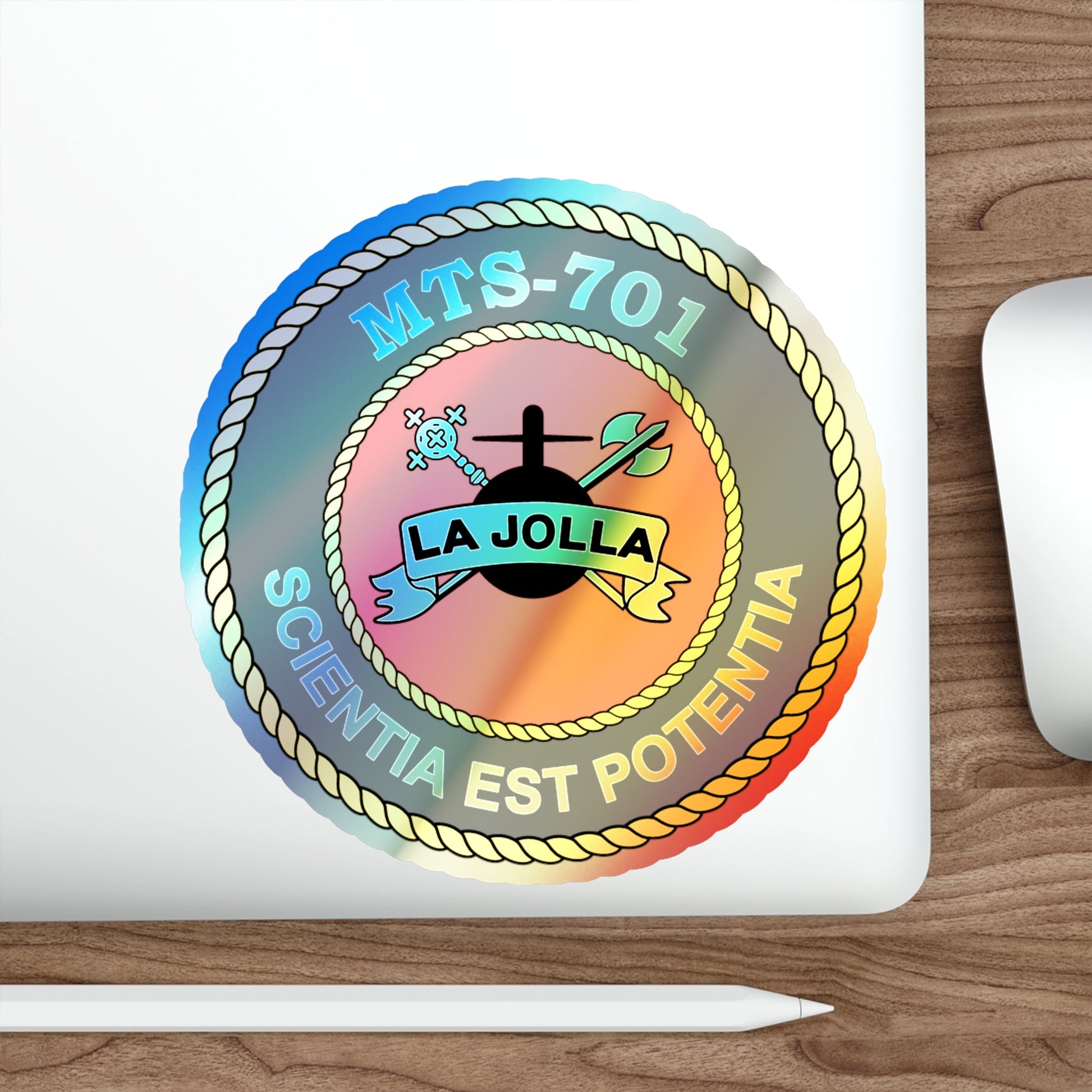 USS LA Jollo MTS 701 (U.S. Navy) Holographic STICKER Die-Cut Vinyl Decal-The Sticker Space