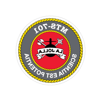 USS LA Jollo MTS 701 (U.S. Navy) REVERSE PRINT Transparent STICKER-5" × 5"-The Sticker Space