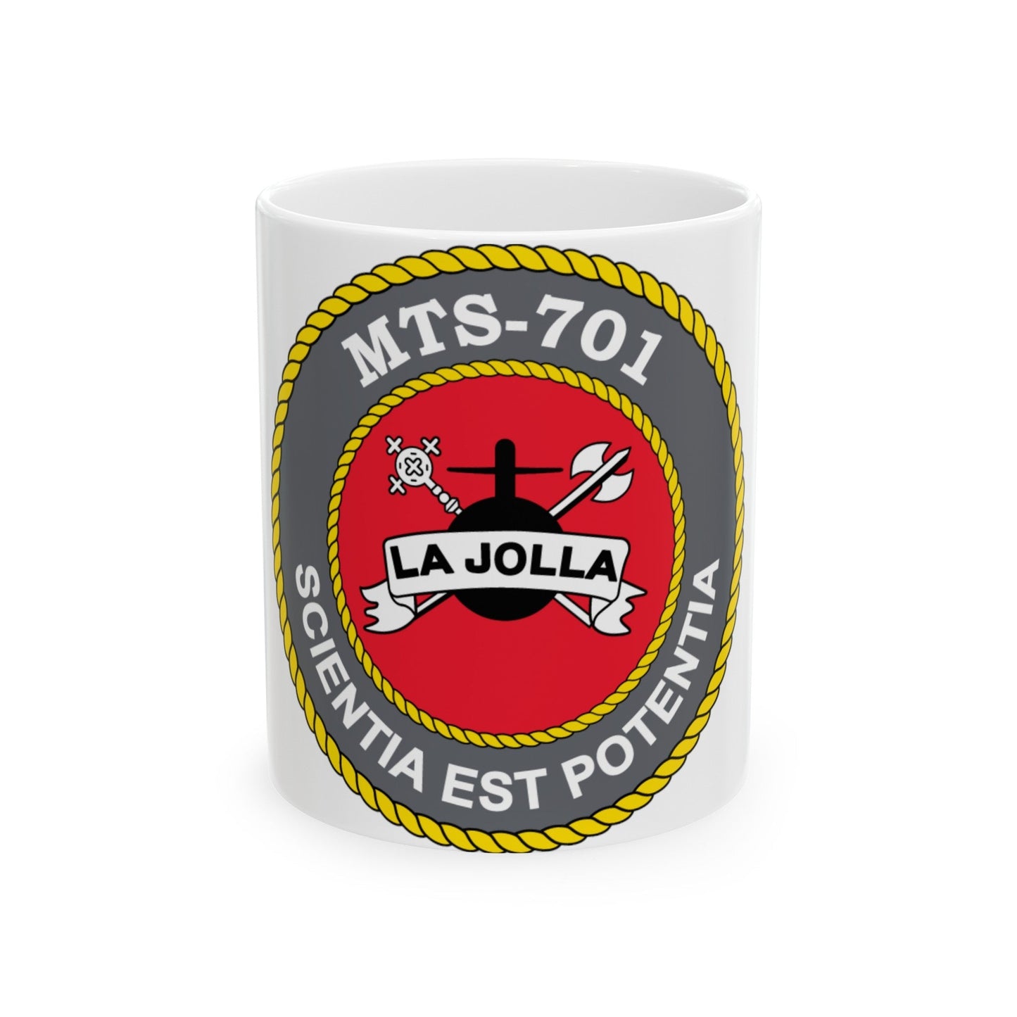 USS LA Jollo MTS 701 (U.S. Navy) White Coffee Mug-11oz-The Sticker Space