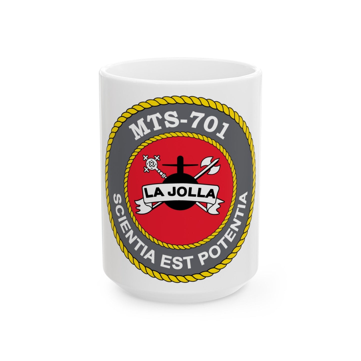 USS LA Jollo MTS 701 (U.S. Navy) White Coffee Mug-15oz-The Sticker Space