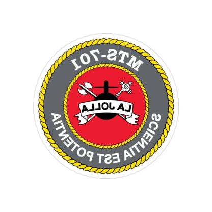 USS LA Jollo MTS 701 (U.S. Navy) REVERSE PRINT Transparent Die-Cut STICKER 2 Inch Die-Cut Transparent - The Sticker Space