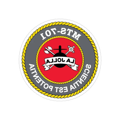 USS LA Jollo MTS 701 (U.S. Navy) REVERSE PRINT Transparent Die-Cut STICKER 5 Inch Die-Cut Transparent - The Sticker Space