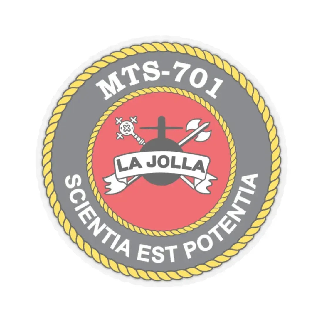 USS LA Jollo MTS 701 (U.S. Navy) STICKER Vinyl Kiss-Cut Decal 2 Inch Transparent - The Sticker Space