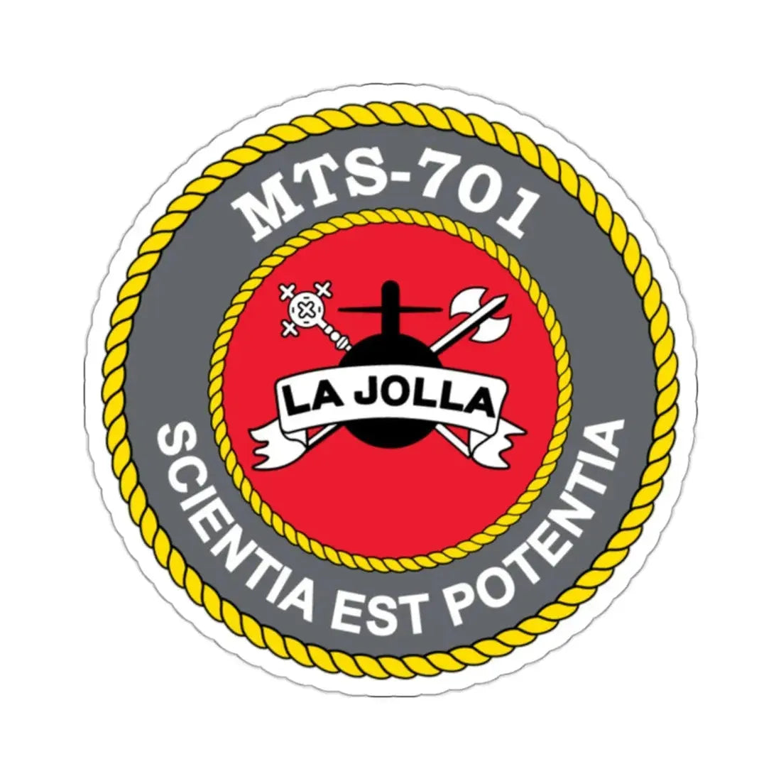 USS LA Jollo MTS 701 (U.S. Navy) STICKER Vinyl Kiss-Cut Decal 2 Inch White - The Sticker Space