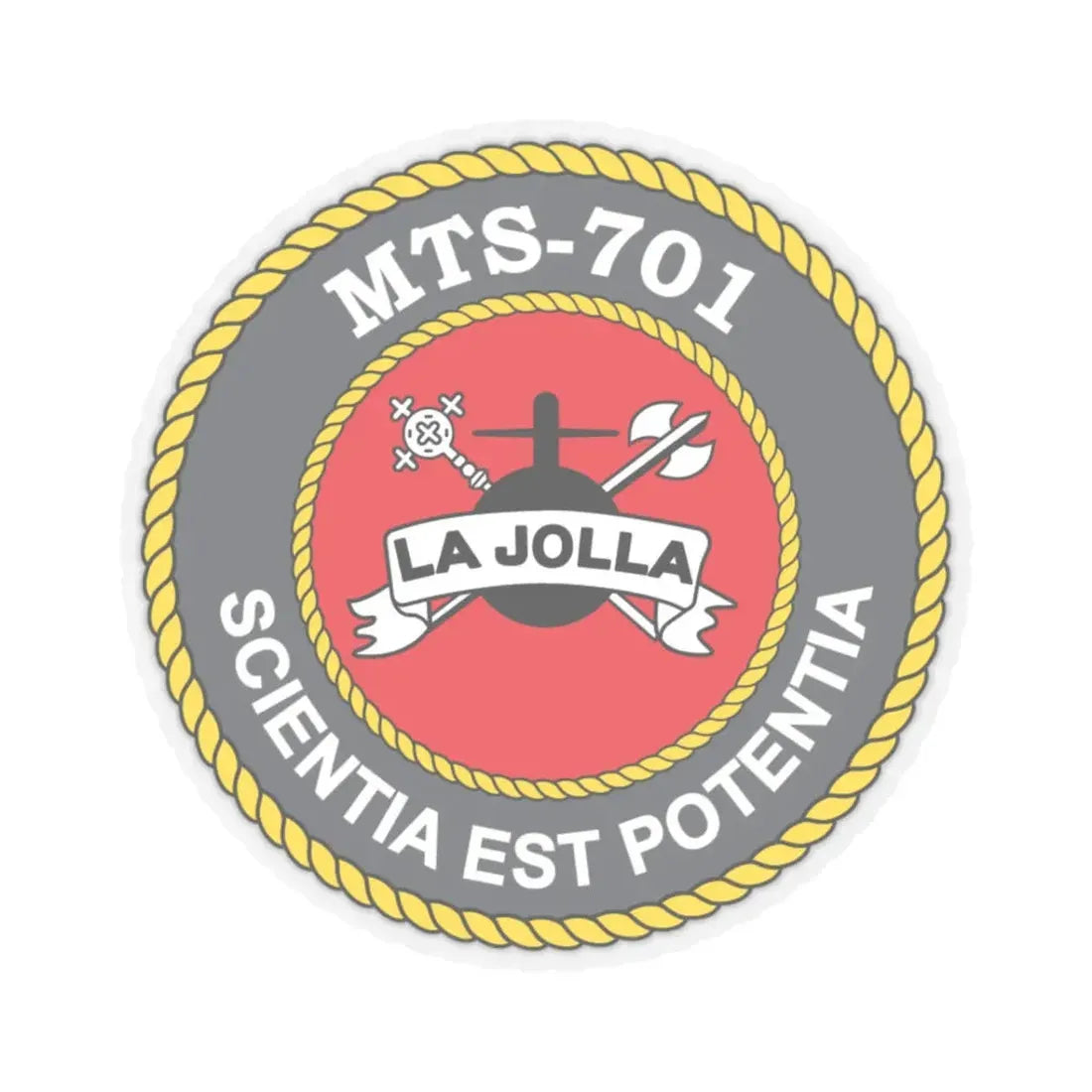 USS LA Jollo MTS 701 (U.S. Navy) STICKER Vinyl Kiss-Cut Decal 3 Inch Transparent - The Sticker Space