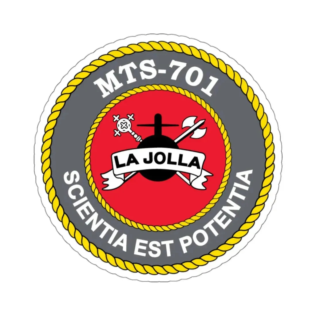 USS LA Jollo MTS 701 (U.S. Navy) STICKER Vinyl Kiss-Cut Decal 3 Inch White - The Sticker Space