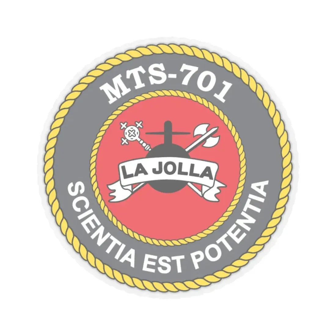 USS LA Jollo MTS 701 (U.S. Navy) STICKER Vinyl Kiss-Cut Decal 4 Inch Transparent - The Sticker Space