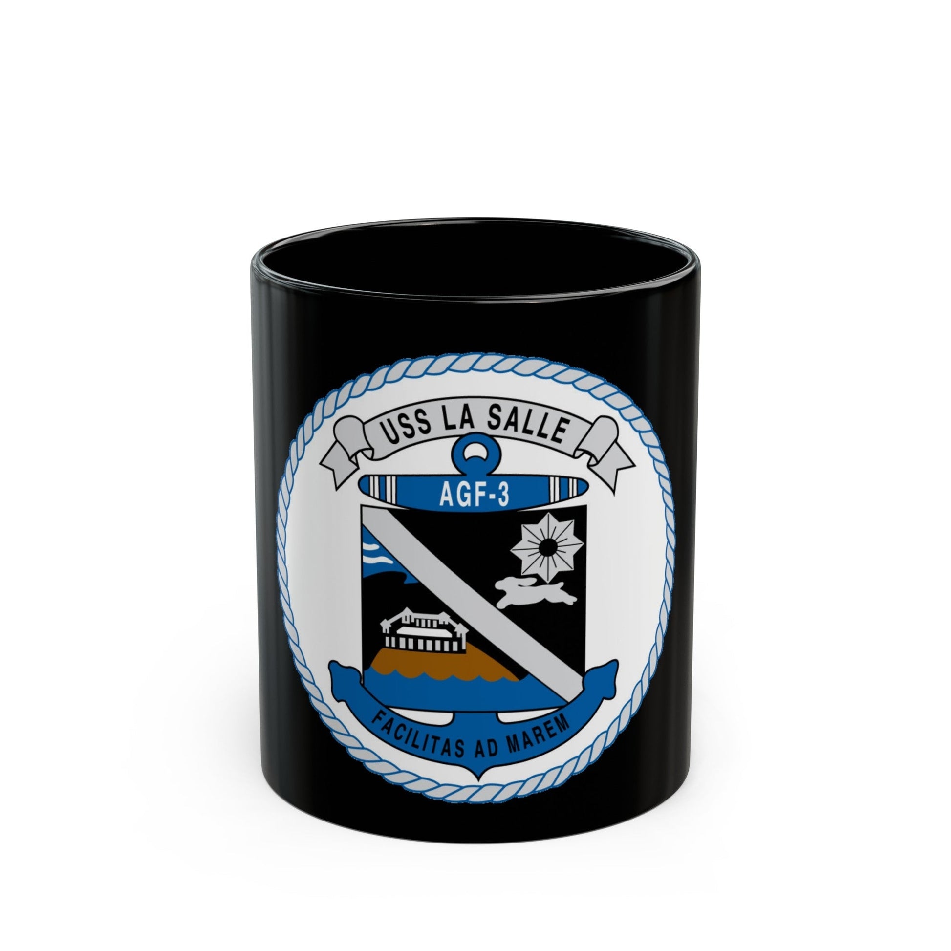 USS LA SALLE AGF 3 (U.S. Navy) Black Coffee Mug-11oz-The Sticker Space