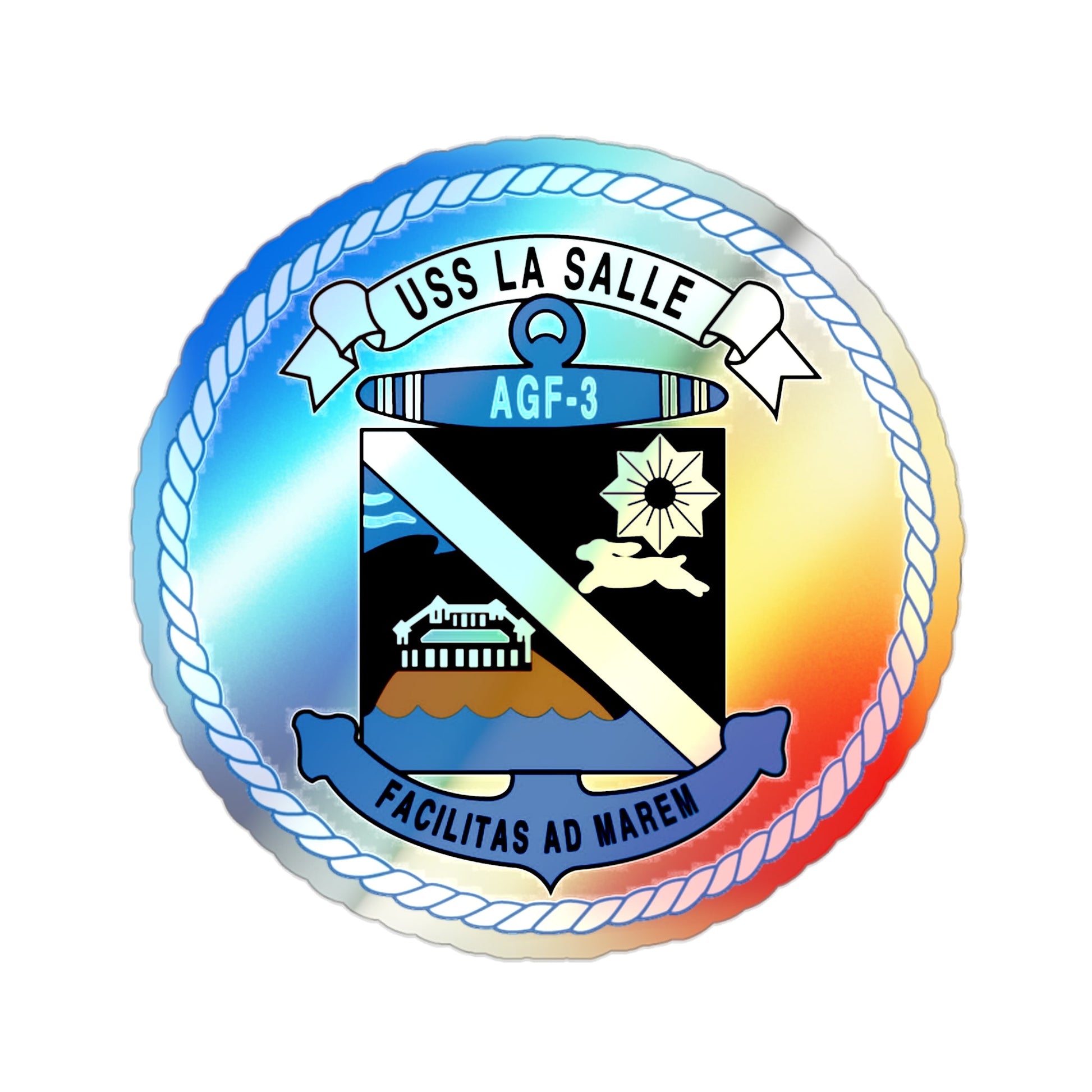 USS LA SALLE AGF 3 (U.S. Navy) Holographic STICKER Die-Cut Vinyl Decal-2 Inch-The Sticker Space