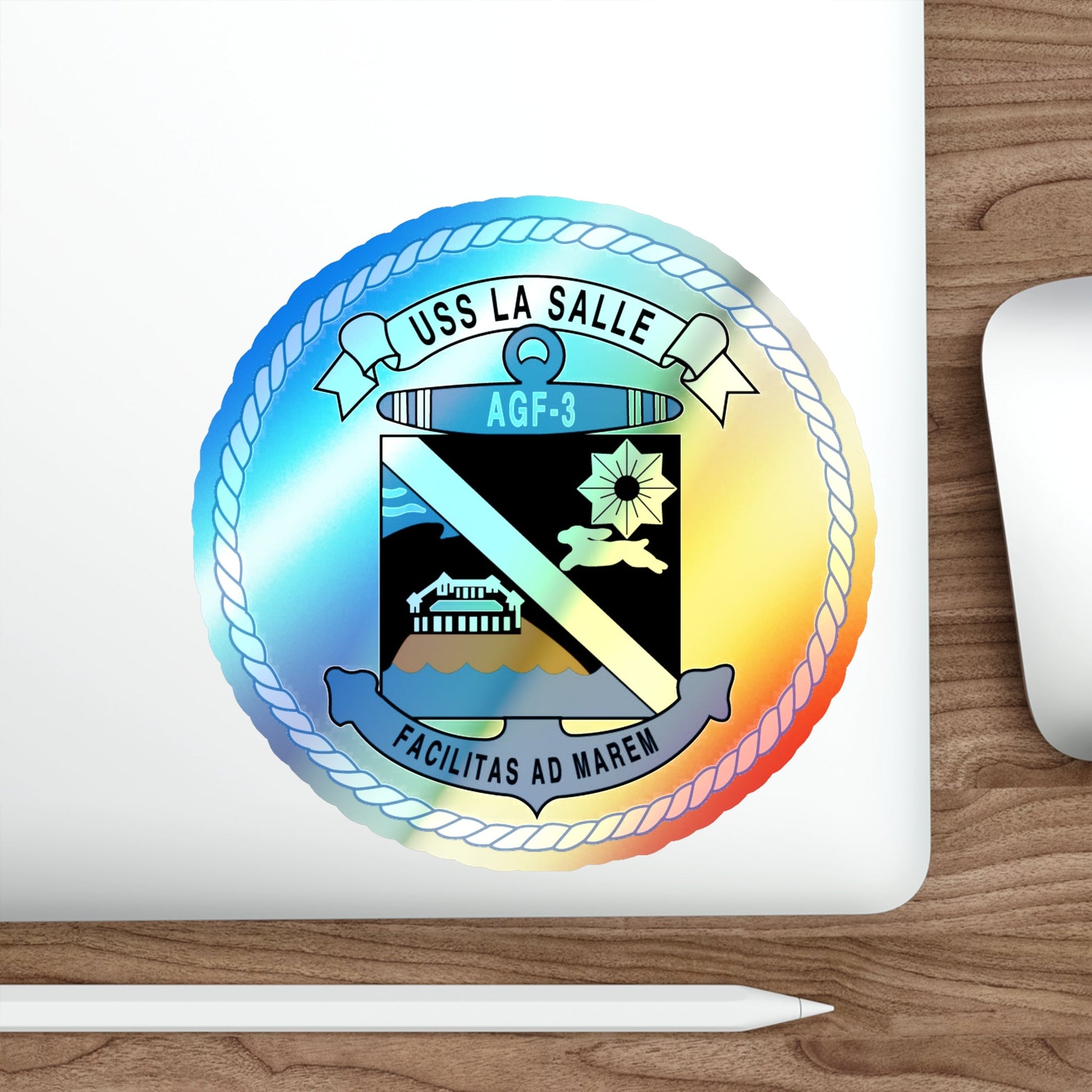 USS LA SALLE AGF 3 (U.S. Navy) Holographic STICKER Die-Cut Vinyl Decal-The Sticker Space