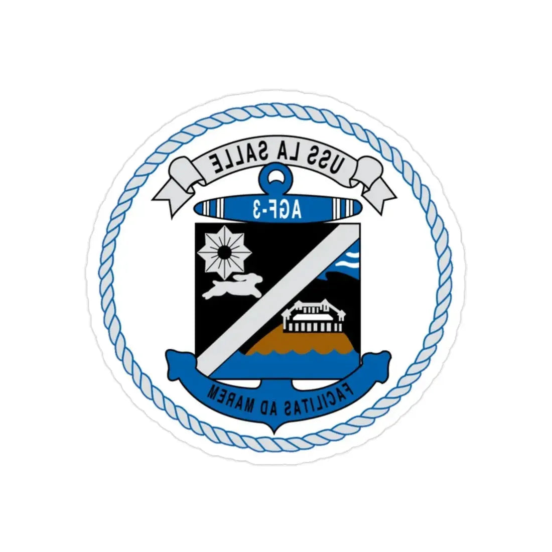 USS LA SALLE AGF 3 (U.S. Navy) REVERSE PRINT Transparent Die-Cut STICKER 2 Inch Die-Cut Transparent - The Sticker Space