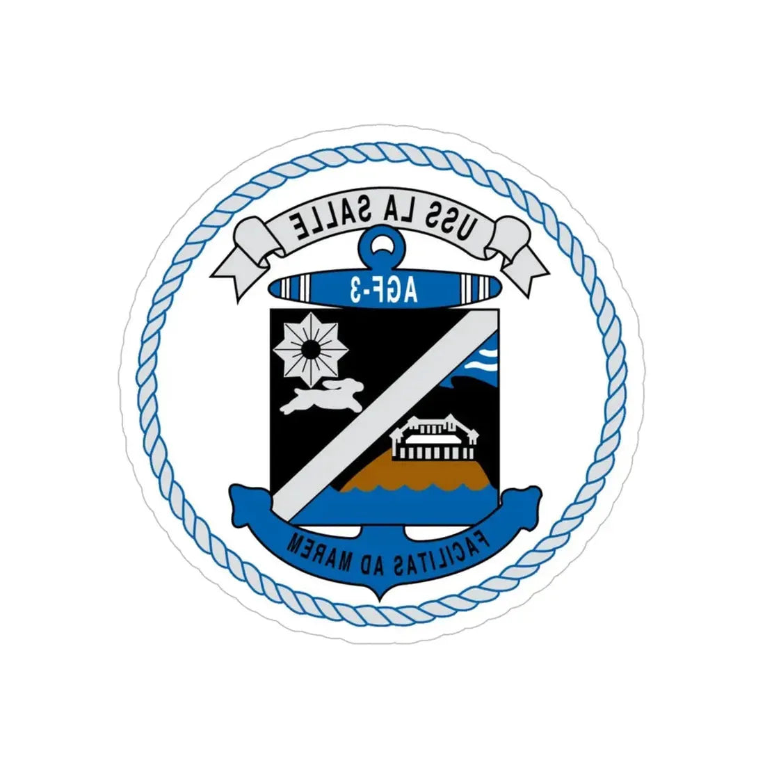USS LA SALLE AGF 3 (U.S. Navy) REVERSE PRINT Transparent Die-Cut STICKER 5 Inch Die-Cut Transparent - The Sticker Space