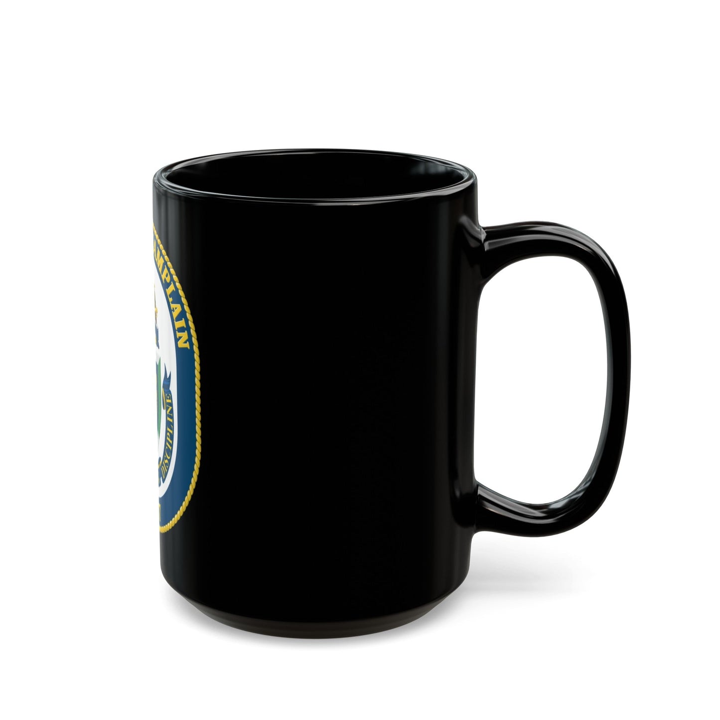 USS Lake Champlan CG 57 Crest (U.S. Navy) Black Coffee Mug-The Sticker Space