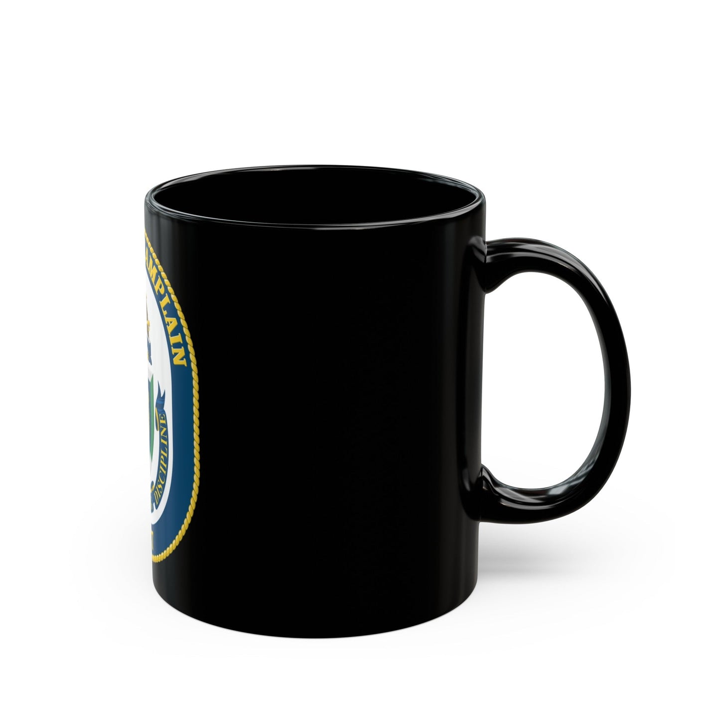 USS Lake Champlan CG 57 Crest (U.S. Navy) Black Coffee Mug-The Sticker Space