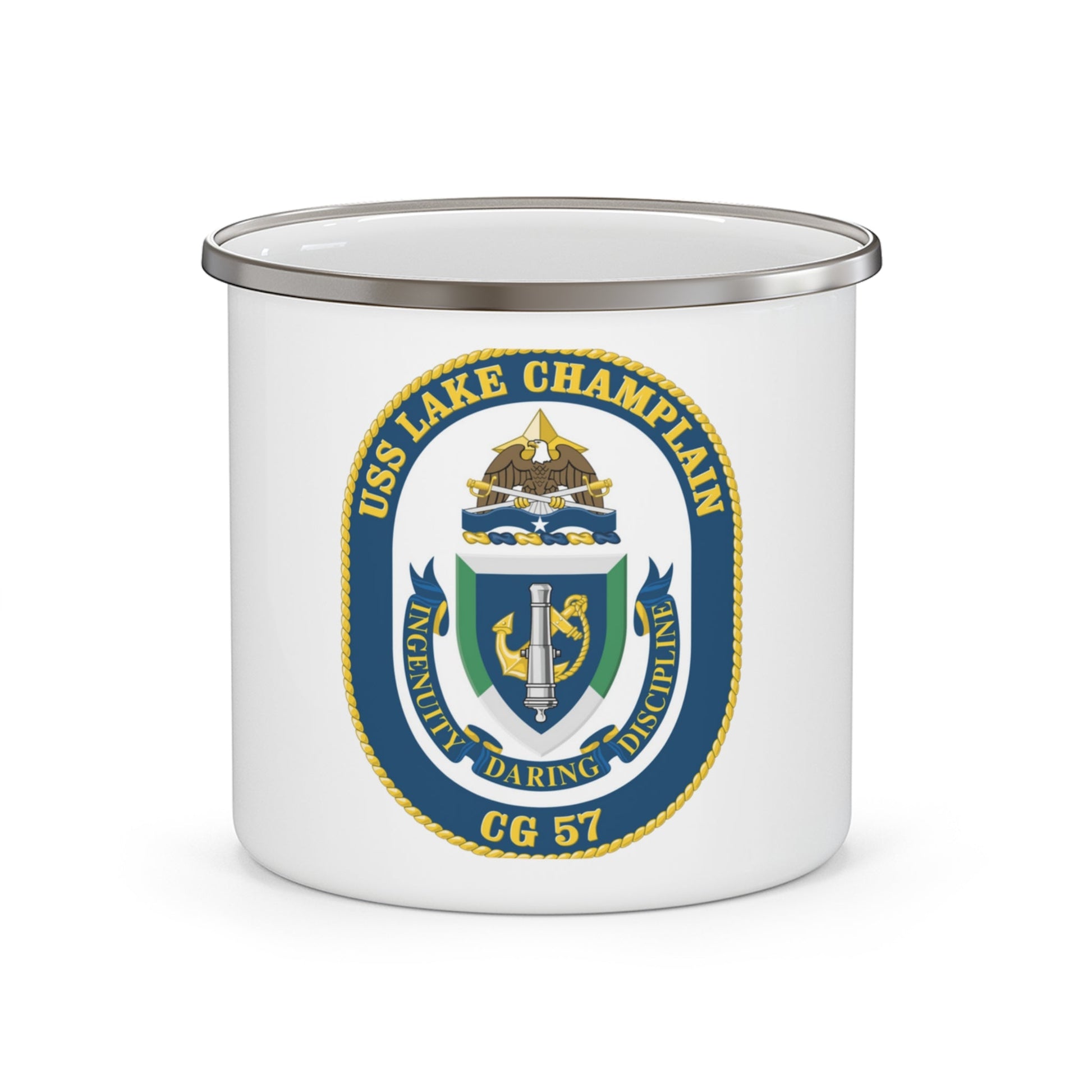 USS Lake Champlan CG 57 Crest (U.S. Navy) Enamel Mug 12oz-12oz-The Sticker Space