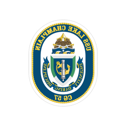 USS Lake Champlan CG 57 Crest (U.S. Navy) REVERSE PRINT Transparent STICKER-2" × 2"-The Sticker Space